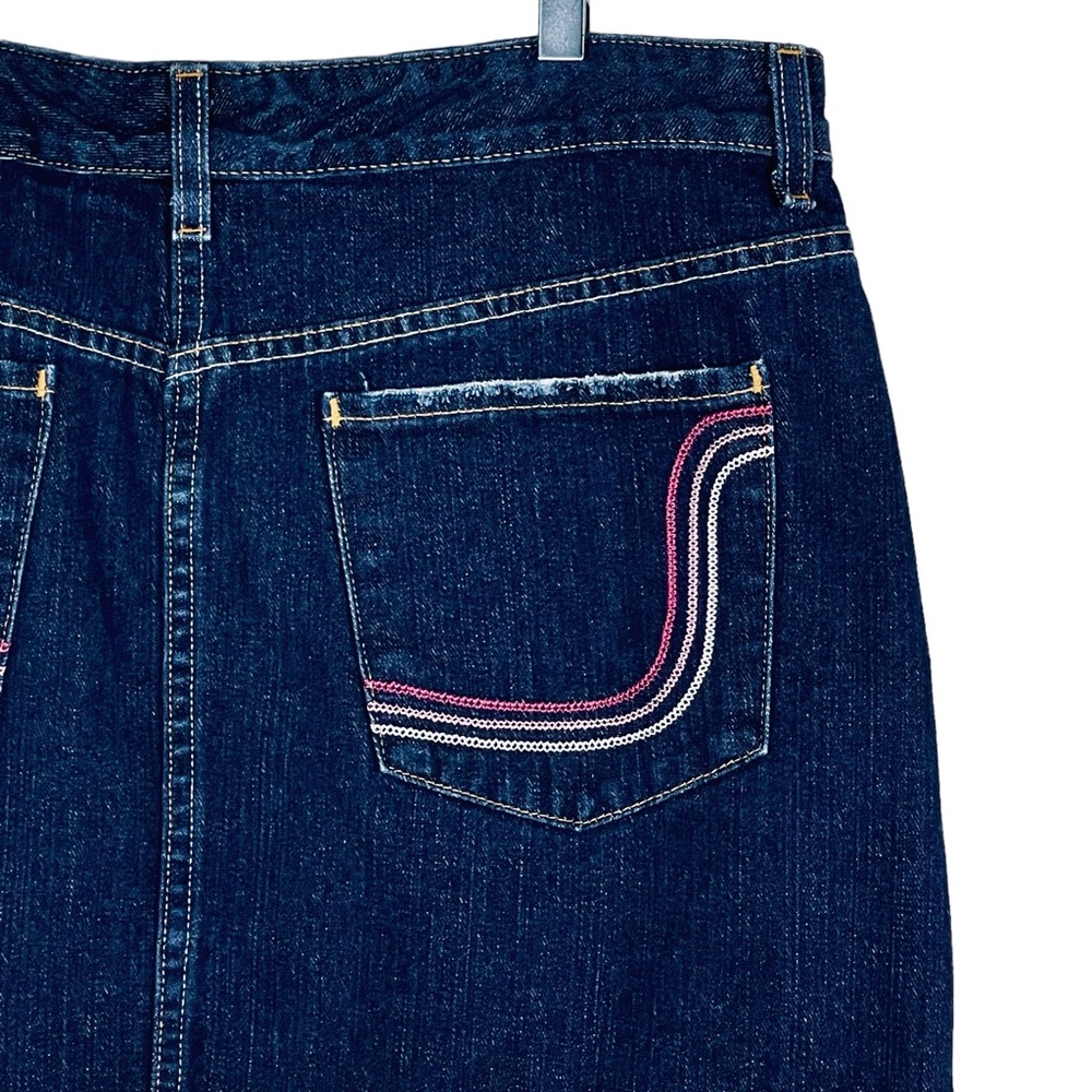 Tommy Hilfiger Distressed Denim Dark Wash Jean Mini Skirt Size 14 - Picture 7 of 14